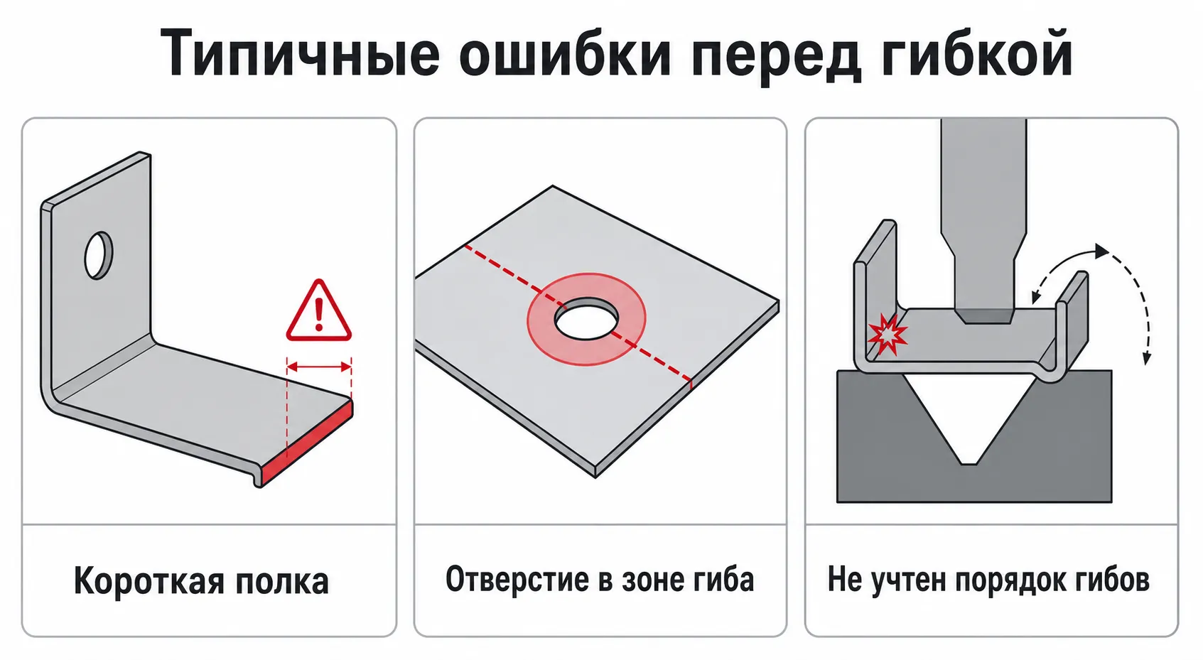 Типичные ошибки перед гибкой листового металла